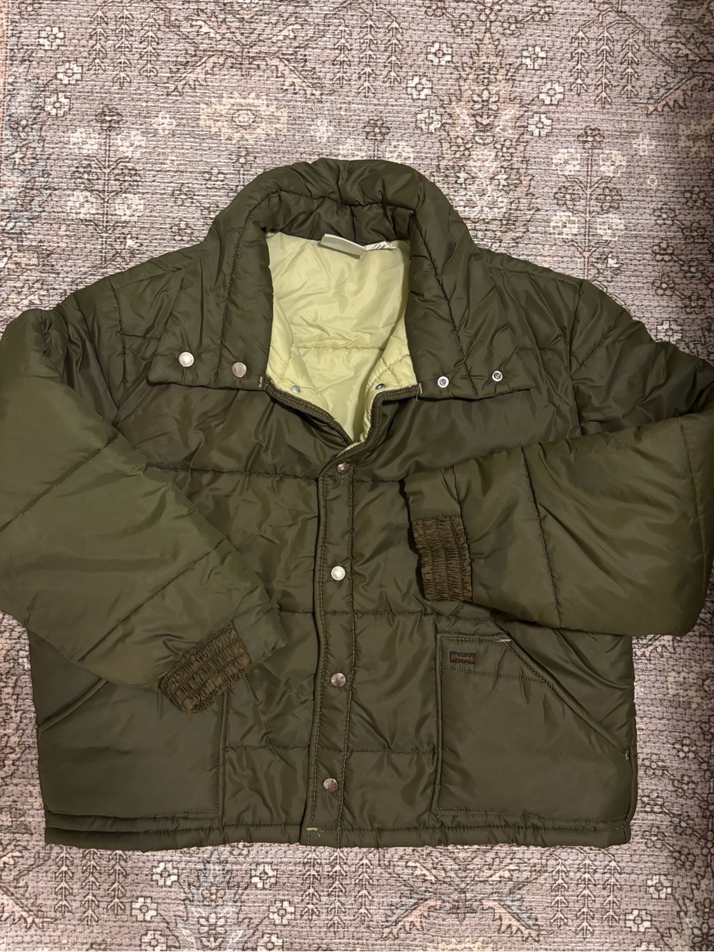 Vintage Wrangler Olive Green Puffer Jacket - Quilted Winter Coat